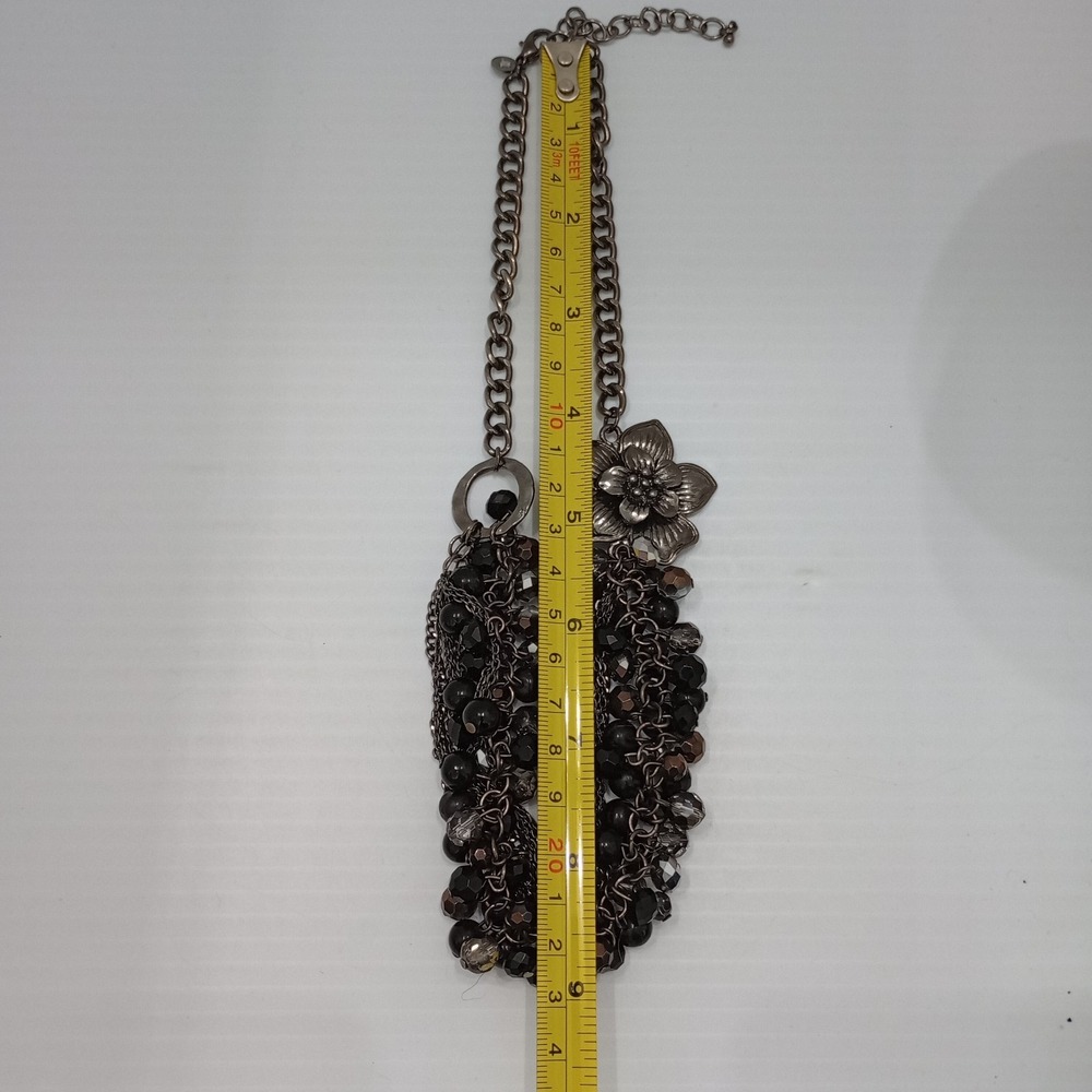 JJ Jonette Gunmetal Multi Strand Beaded Statement Necklace 20" - Picture 7 of 8
